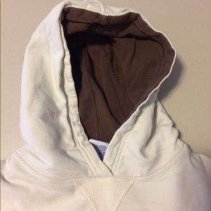 Women’s Russell Athletic Sweatshirt Hoodie Size Medium Cream and Brown Cute Top